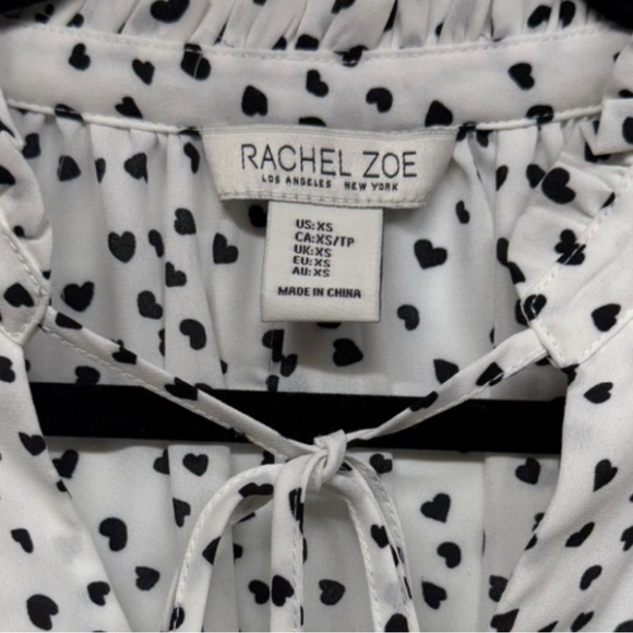 Rachel Zoe White and Black Heart Print Blouse - Picture 4 of 7